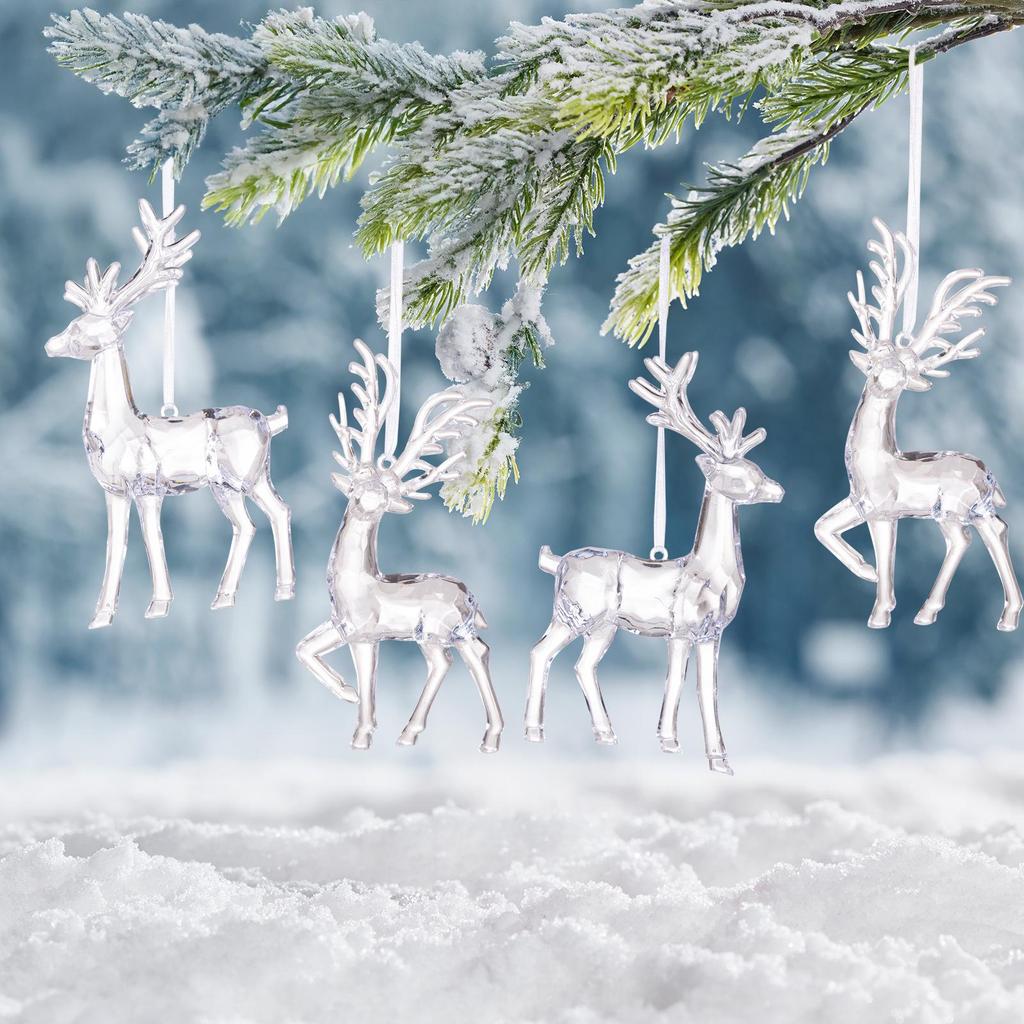 Haobei Acrylic Elk Pendant Christmas Ornament for Tree Decoration