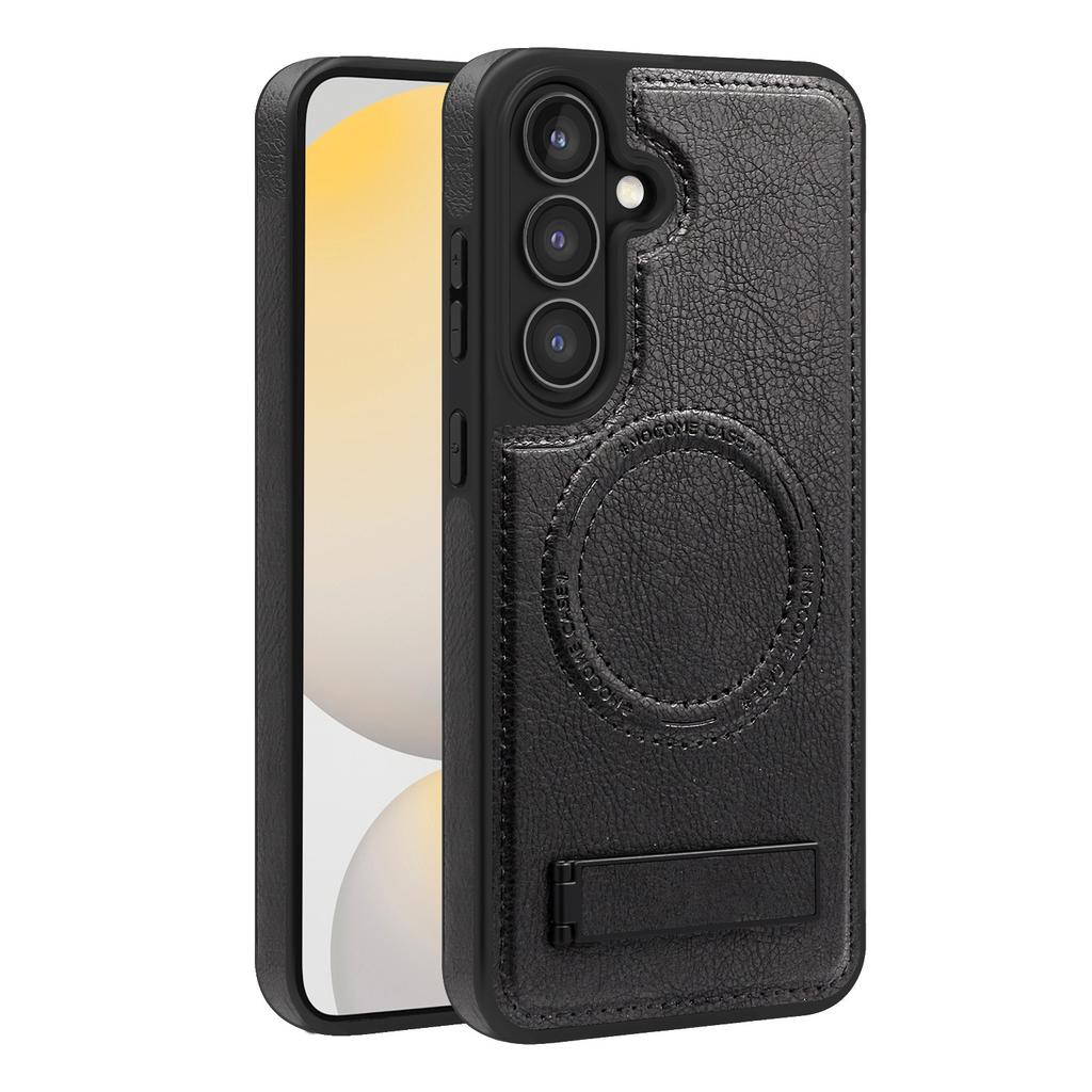 Geschikt voor nieuwe S24FE kristallen schild magnetische zuignap houder telefoonhoesje all-inclusive PU leer S24 beschermhoesje onzichtbare houder