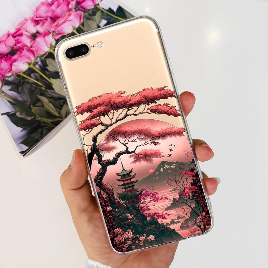 Per iPhone 7 8 7Plus 8 Plus Custodia per Telefono iPhone SE 2020 Cover Posteriore Morbido TPU Silicone Trasparente Paraurti Fiore Farfalla Coque Borsa