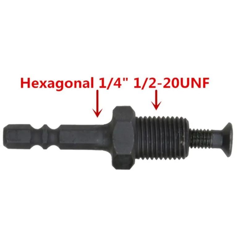 Adaptor cu tijă hexagonală 1/4" 6,35 mm la filet tată cu tijă hexagonală 1/2-20UNF cu șurub invers pentru mandrina de foraj