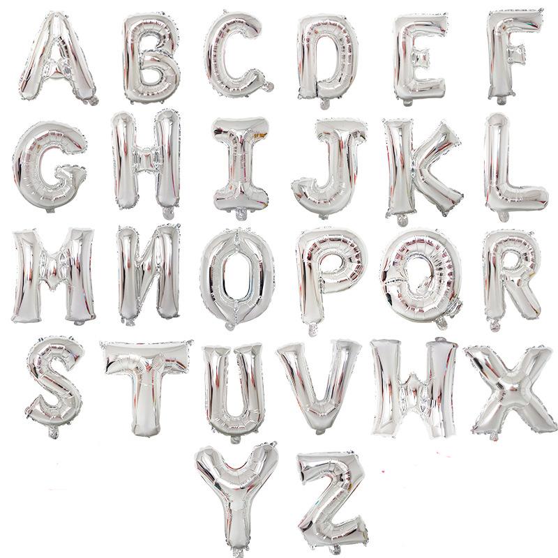 50pcs Letter Balloon Aluminum Foil 50 Cm Bright Gold Silver Aluminum Film Letter Balloon