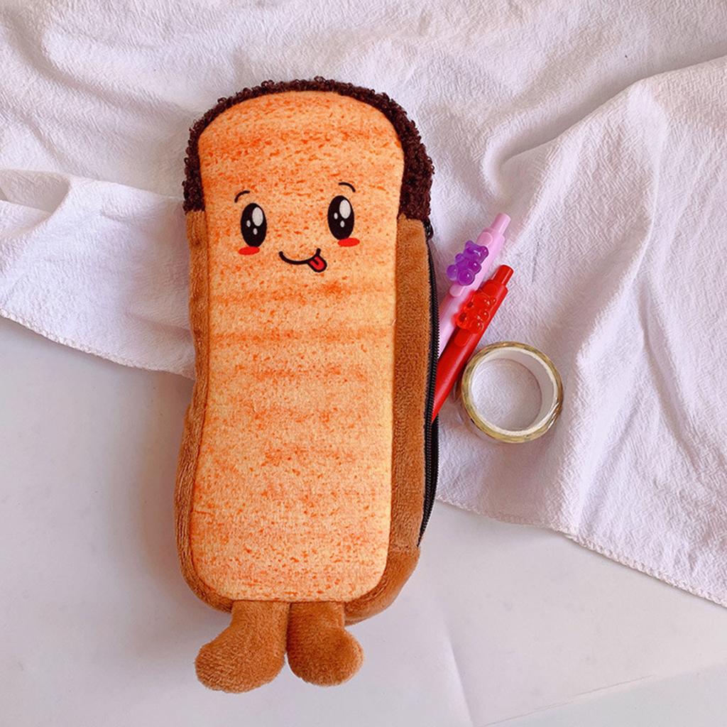 1pc Creative Toast Bread Pencil Case Large Capacity Universal Student Pencil Case Pouch Children Stationery Gift Pencilcase
