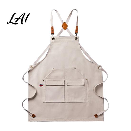 Cross Back Work Apron Waterproof Kitchen with Pockets Chef Cooking for Men Women Floral Arrangement Barista Gardening Painting Craft