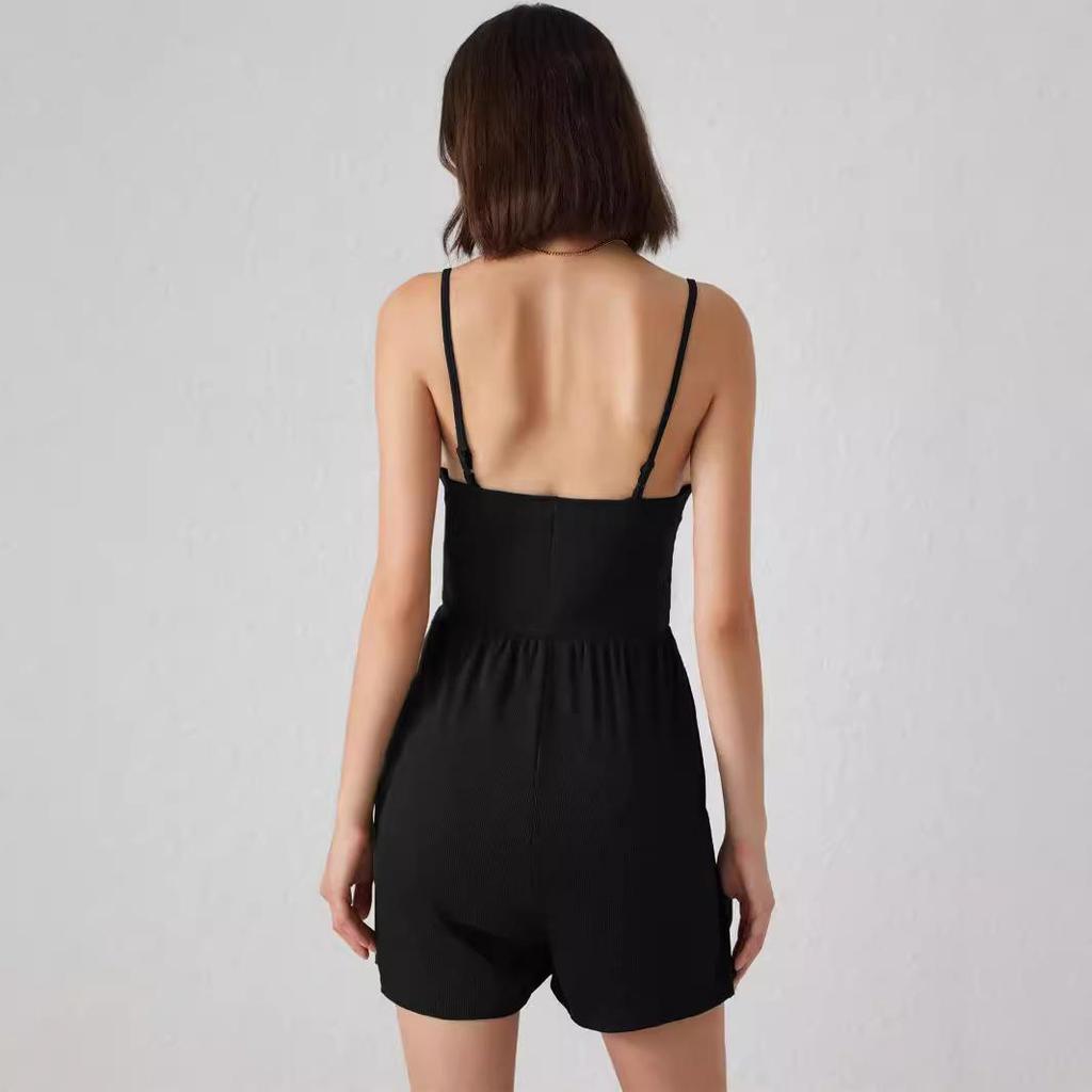 Women's Sexy Deep V Suspender Waist Jumpsuit