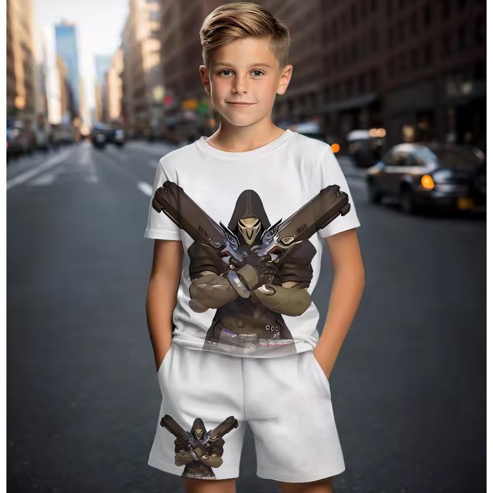 Cartoon Printed Children's Set 3D High Street Daily Casual Clothing Short Sleeved Shorts Fashion New Spring/summer Sportswear