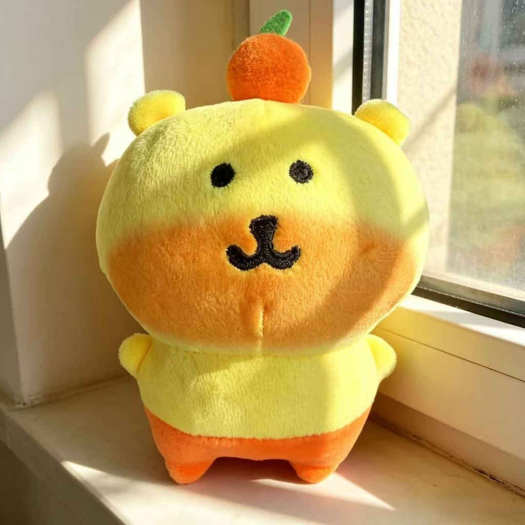 Selfdeprecating Bear Plush Toy With Short Pile Fabric For Backpack Decor