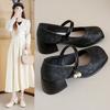 thick heel patent leather square head Mary Jane shoes women's 2025 new spring Korean high heel temperament versatile fairy style single shoes