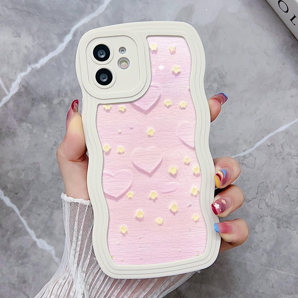 Silicone Phone Case For iPhone 11 6s SE 2020 16 7 8 Plus 13 15 14 Pro Max 12 XR Wave Shockproof Soft Love Heart Cover Funda