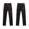 Mens Straight Fit Distressed Patchwork Denim Jeans Vintage Streetwear Style High Waist Ripped Cotton