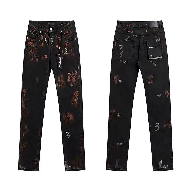 Mens Straight Fit Distressed Patchwork Denim Jeans Vintage Streetwear Style High Waist Ripped Cotton