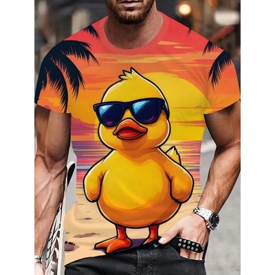3D-print Modieus Grappig Eend Grafisch T-shirt Mannen Casual Los Ademend Rond Hals Korte Mouw T-shirt