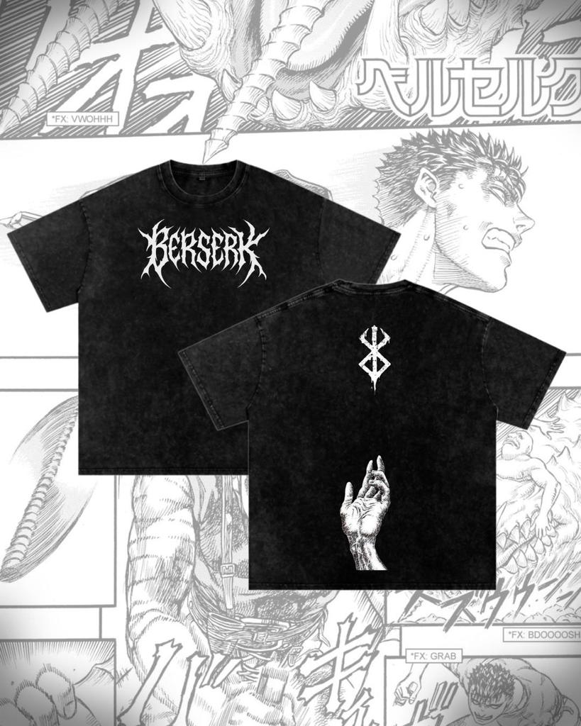 Berserk Anime T-Shirt: Acid Wash Guts Oversized Tee