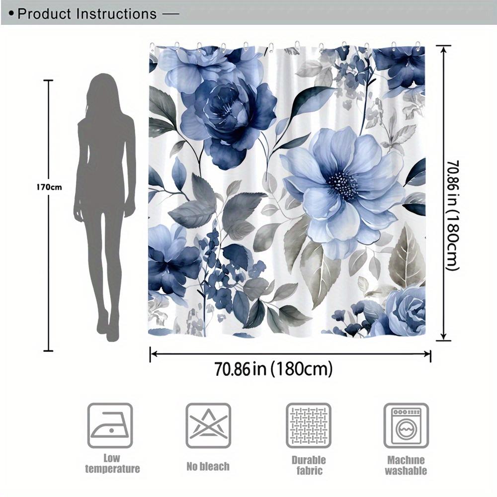 Elegant Blue Floral Shower Curtain - Anti-Mold, Waterproof Bathroom Decor, Unique Gift, Stylish Design, Vibrant