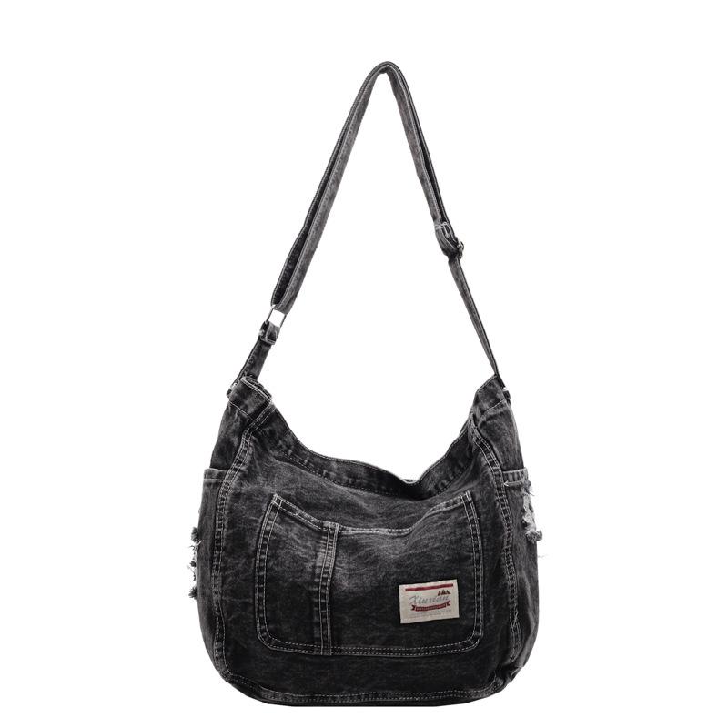 Denim Bag Women's Large Capacity Trendy Casual Shoulder Bag Retro Trendy Fashion Portable Messenger Bag