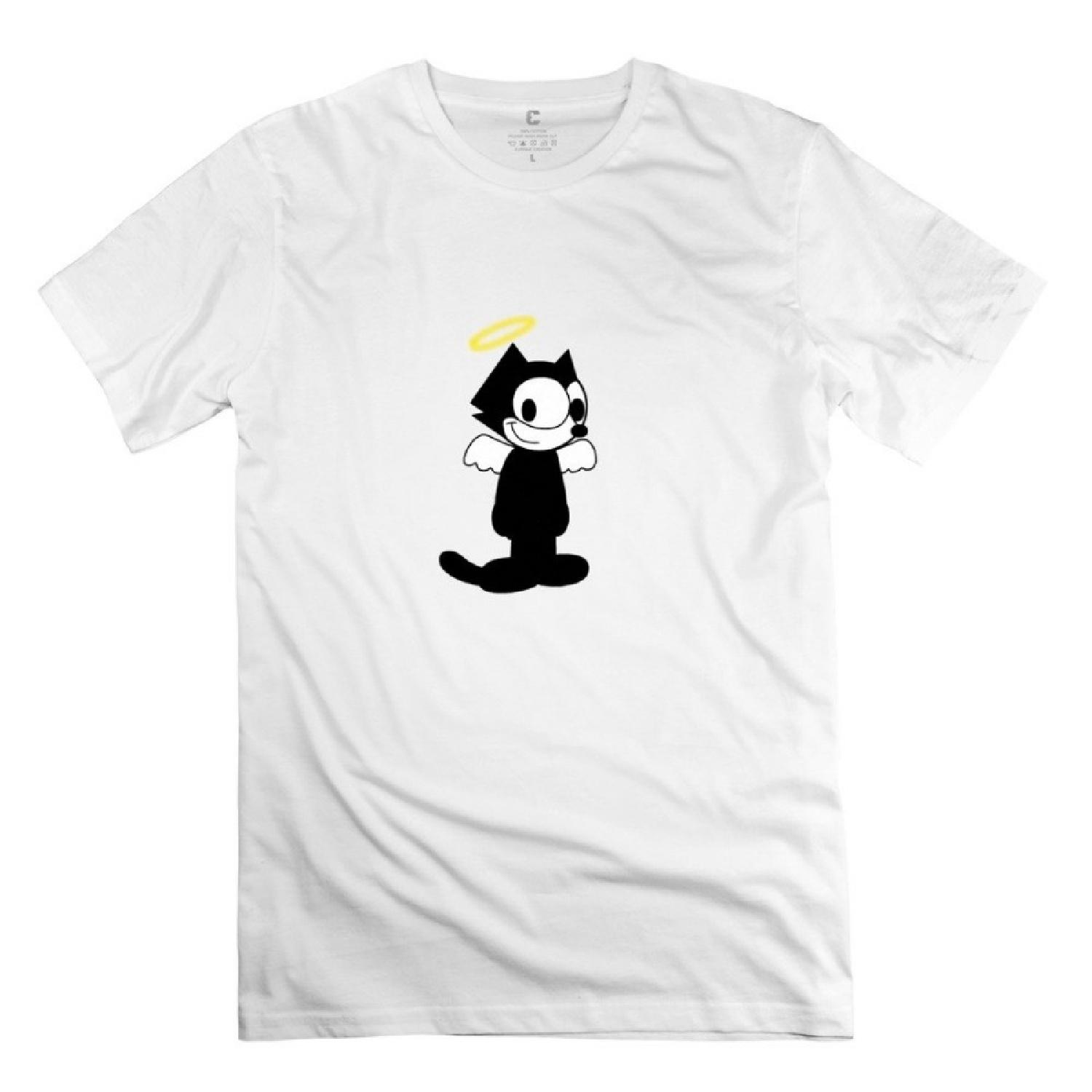 StaBe Men s Felix The Cat Cartoon T-Shirt Short Sleeve Hot Topic XXL White S