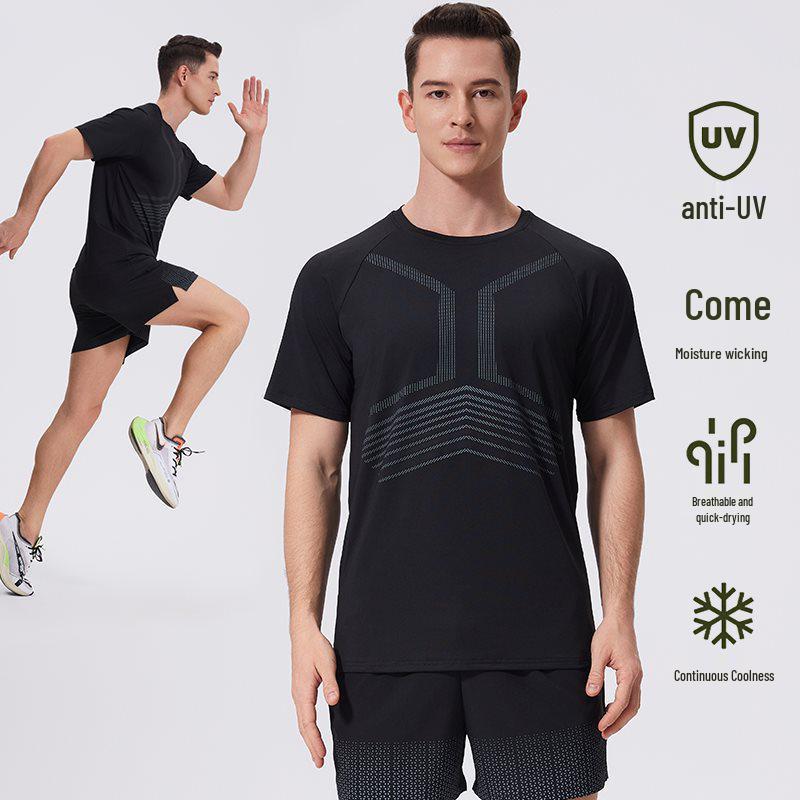 Men's Quick-Dry Antibacterial Sun-Protective Sports T-Shirt - Breathable Short Sleeve for Summer Fitness