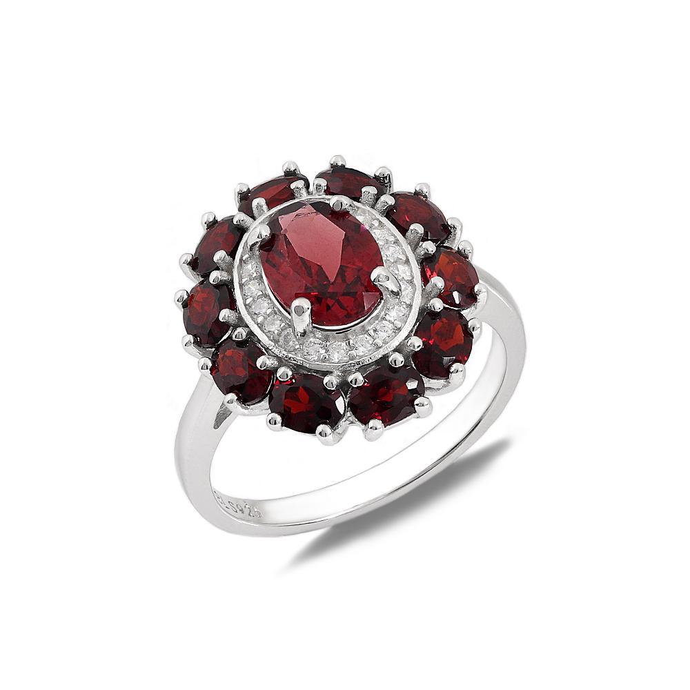 2026, 925 Sterling Silver Ring Earrings Pendant Necklace Natural Garnet January Birthstone Jewelry Set for Women's Banquet Gifts