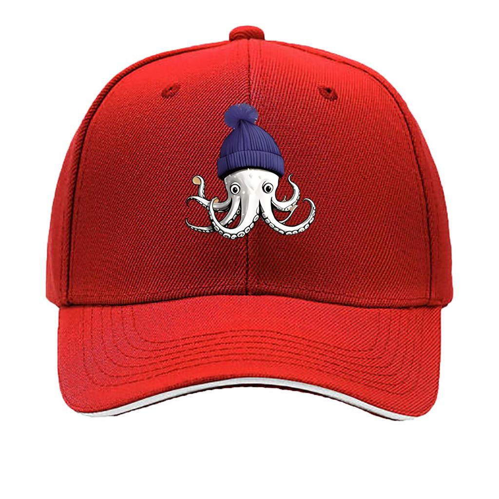 Octopus Print Baseball Cap Fashionable Versatile Unisexs Outdoor Trendy Dad Hat Sandwich Baseball Cap