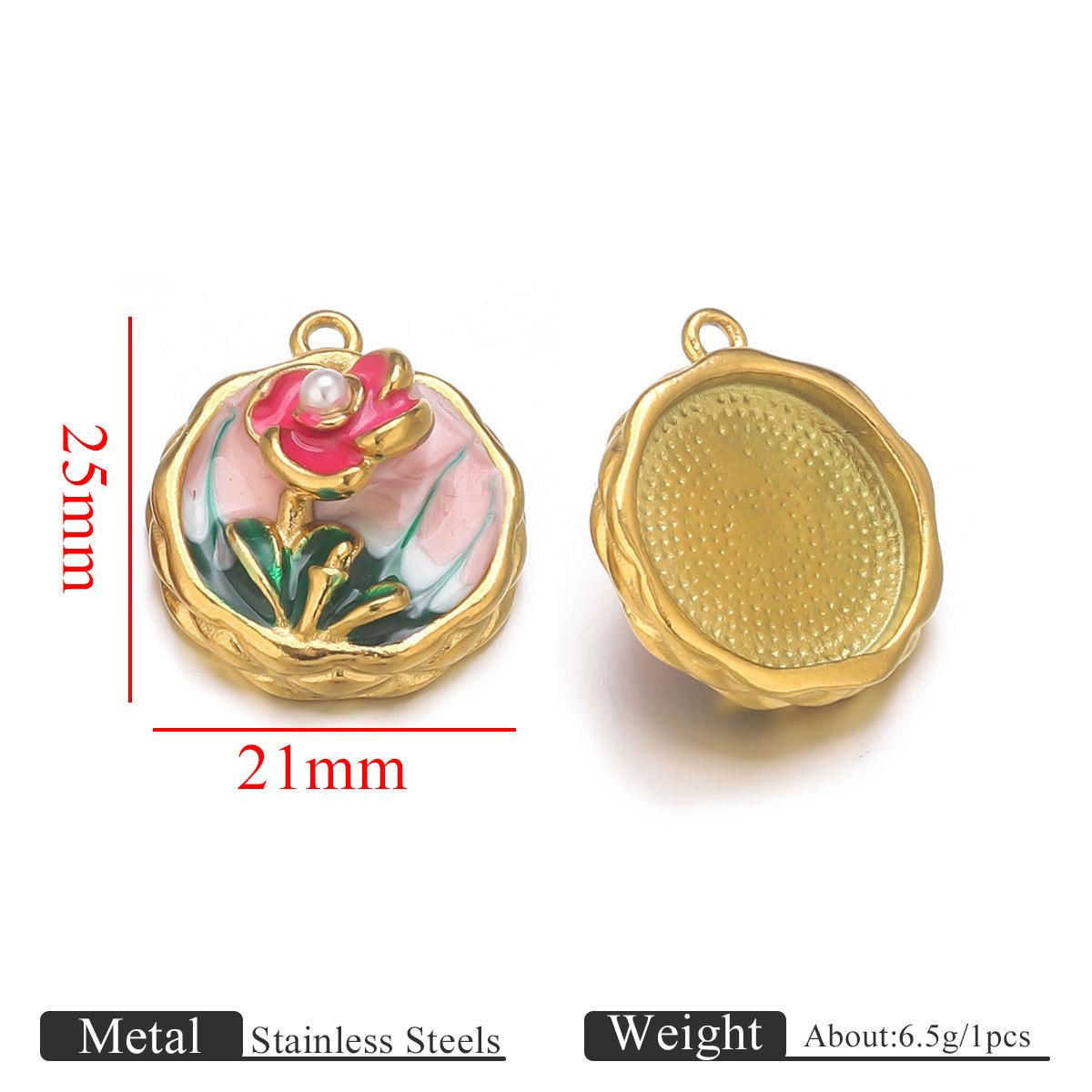 

Colorful Oil Drop Flower Pendant Stainless Steel Gold Color Charm Necklace Bracelet DIY Making Jewelry Accessories Dropshipping