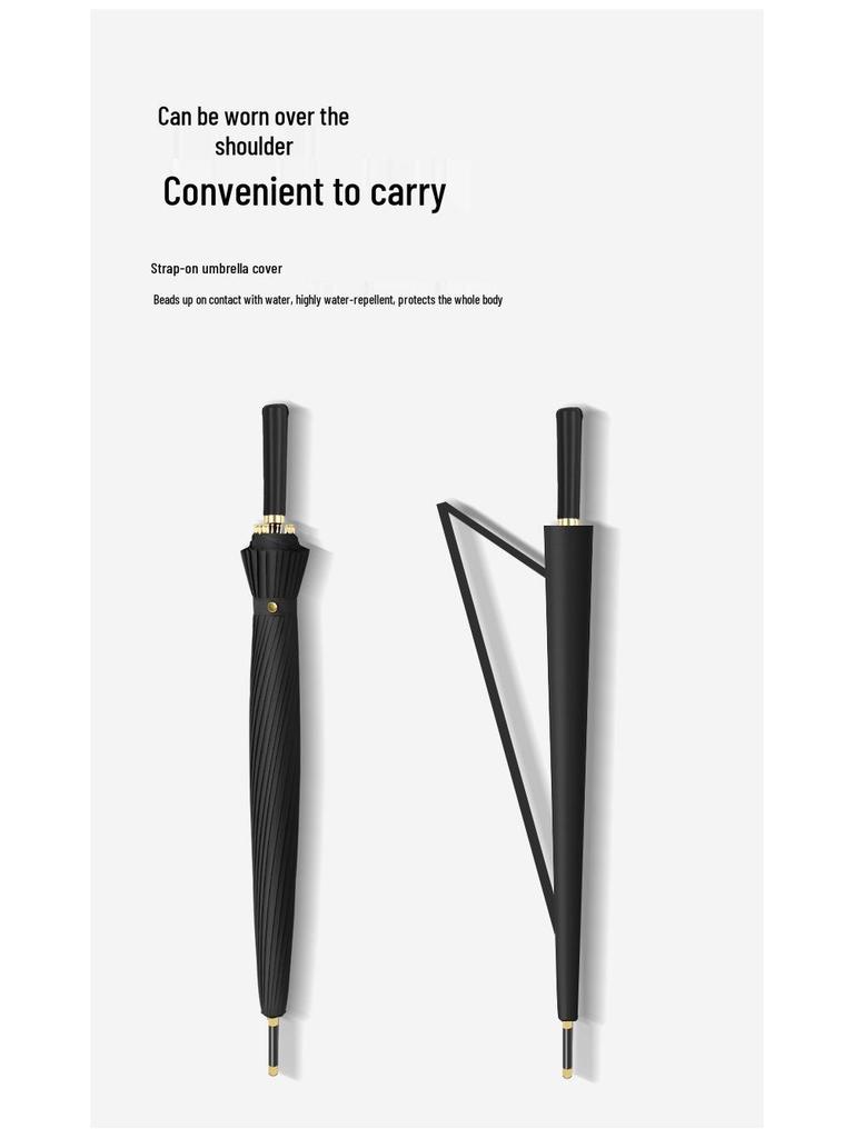 Windproof Double Canopy Umbrella with 24 Ribs and Long Handle