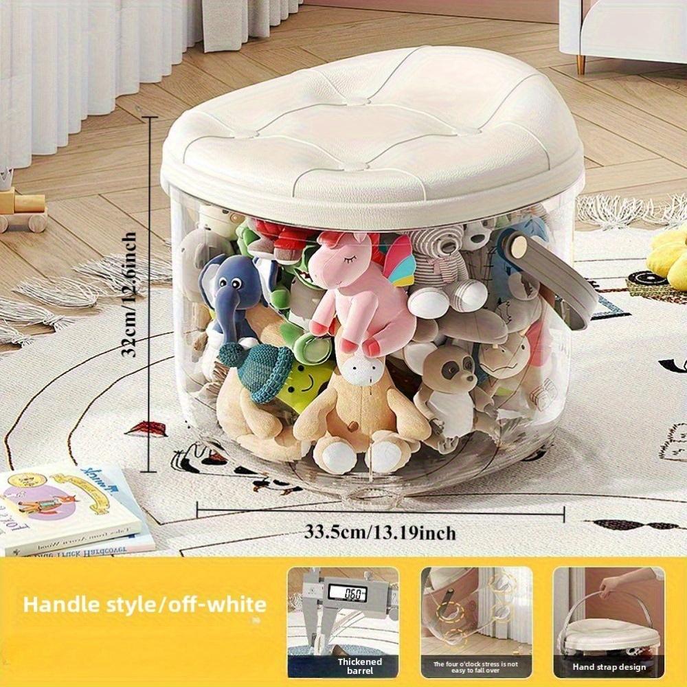 Multifunctional Storage Stool, Kids Plush Toy Sitting Stool, Transparent Storage Stool, Plastic Doll Storage Box