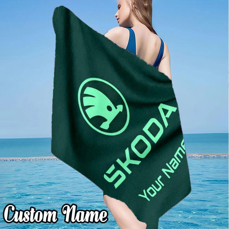 Custom Name ŠKO-DA Beach Towel - Soft, Ultra-Absorbent Microfiber, Lightweight, Perfect for Beach, Parties, Travel, Camping
