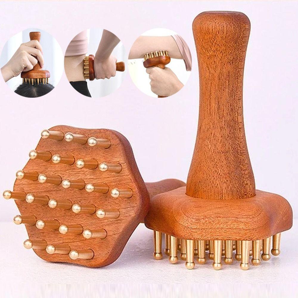 Portable Wood Massage Brush Wooden Handle Meridian Massager  Head Neck Leg Body