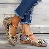 Women's Floral Print Flat Shoes, Tribal Style Ankle Strap Slip On Shoes, Casual Walking Shoes