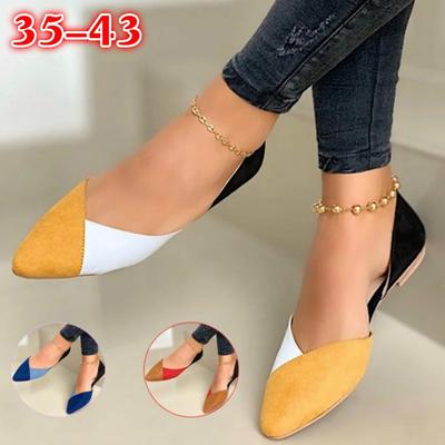 Sommermode spitze Schuhe Damen farblich passende lässige flache Schuhe Strandsandalen