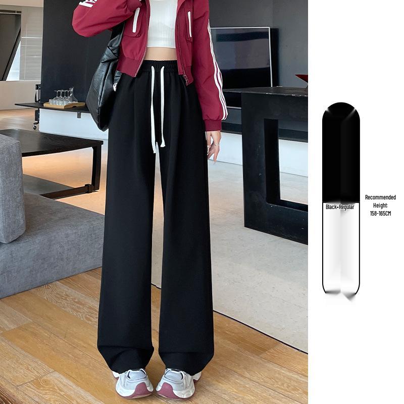 Gray Wide-Leg Sweatpants for Women - High-Waisted, Narrow Straight-Leg, Spring & Autumn 2025 Casual Style