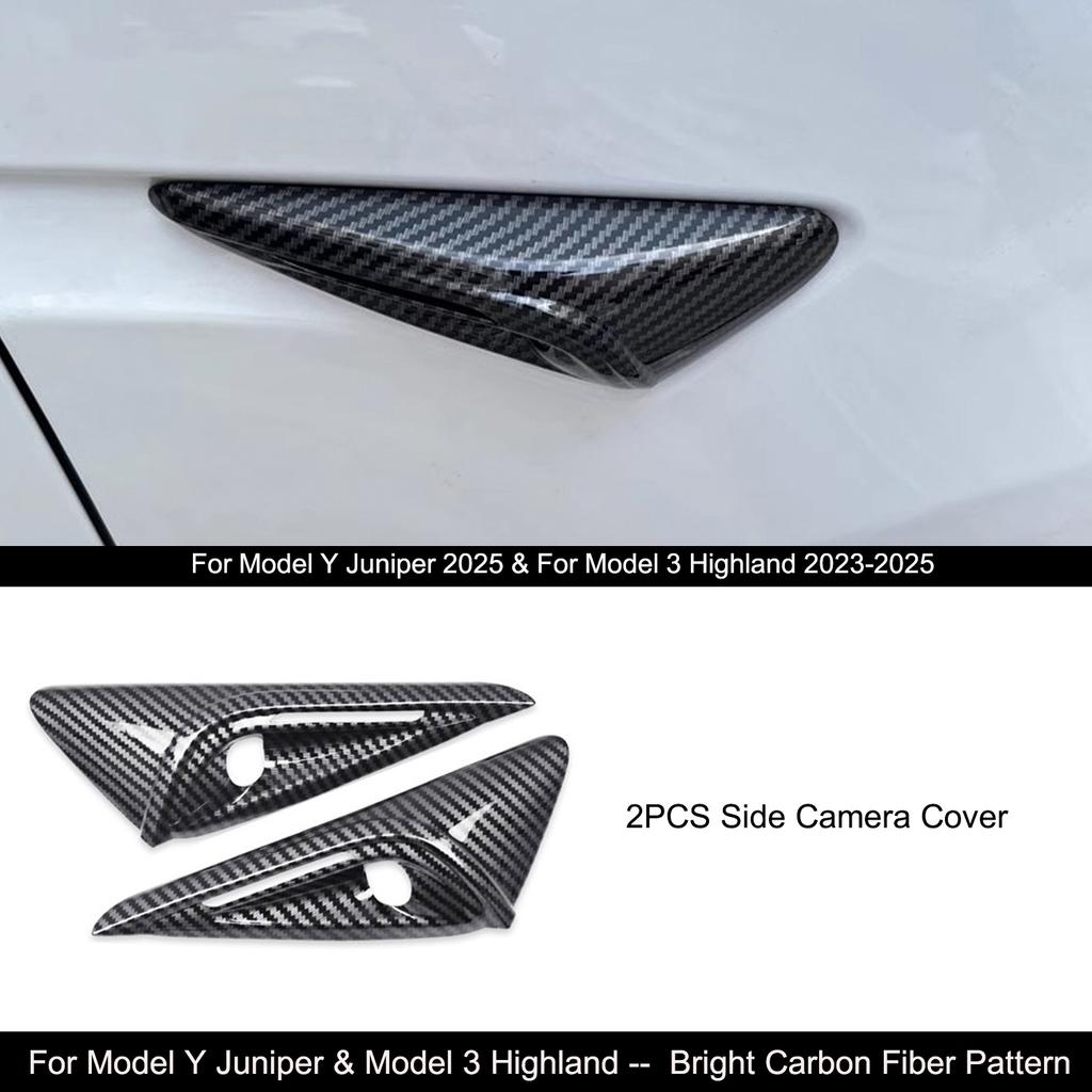For Tesla Model Y Juniper Exterior Rearview Mirror Carbon Fiber ABS Protective Cover Rear-vision Mirror Shell Side Camera Cover