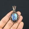 Labradorite Pendant, Handmade Gemstone 999 Copper Wire Wrapped Pendant Antique Jewelry, For Gift Silver Jewelry