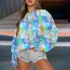 Women's Casual Fashion Printed Long Sleeved Knitted Sportswear Top, Loose Fit Halloween