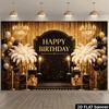 2D Roaring 20s Happy Birthday Backdrop Black Gold Glitter Curtain Party Background Banner
