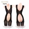Fei Mu Stil durchsichtiger Nude Po Lingerie Bodysuit - Sexy Neckische Strümpfe für Damen
