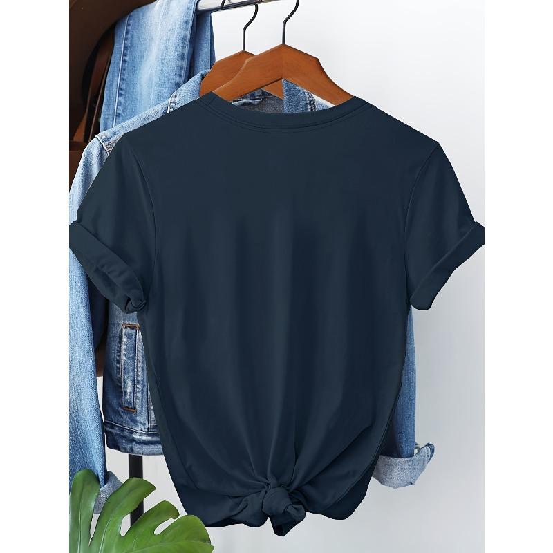 European Size European Size Women'S Casual Crew Neck Short Sleeve T-Shirt with Vibrant Butterfly Print, Soft Regular Fit, Spring/Summer/Fall Top