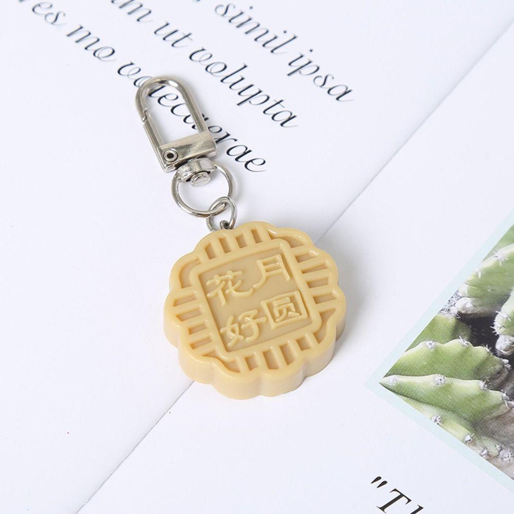 Cute Mooncake Pendant PVC Moon Cake Keyring Fashion Mid-Autumn Keychain  Backpack Decor