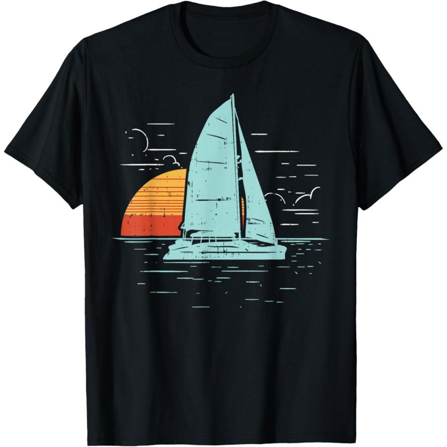 

Sailboat Sunset Retro Boating Vacation Boat Sailor Gift T-Shirt S