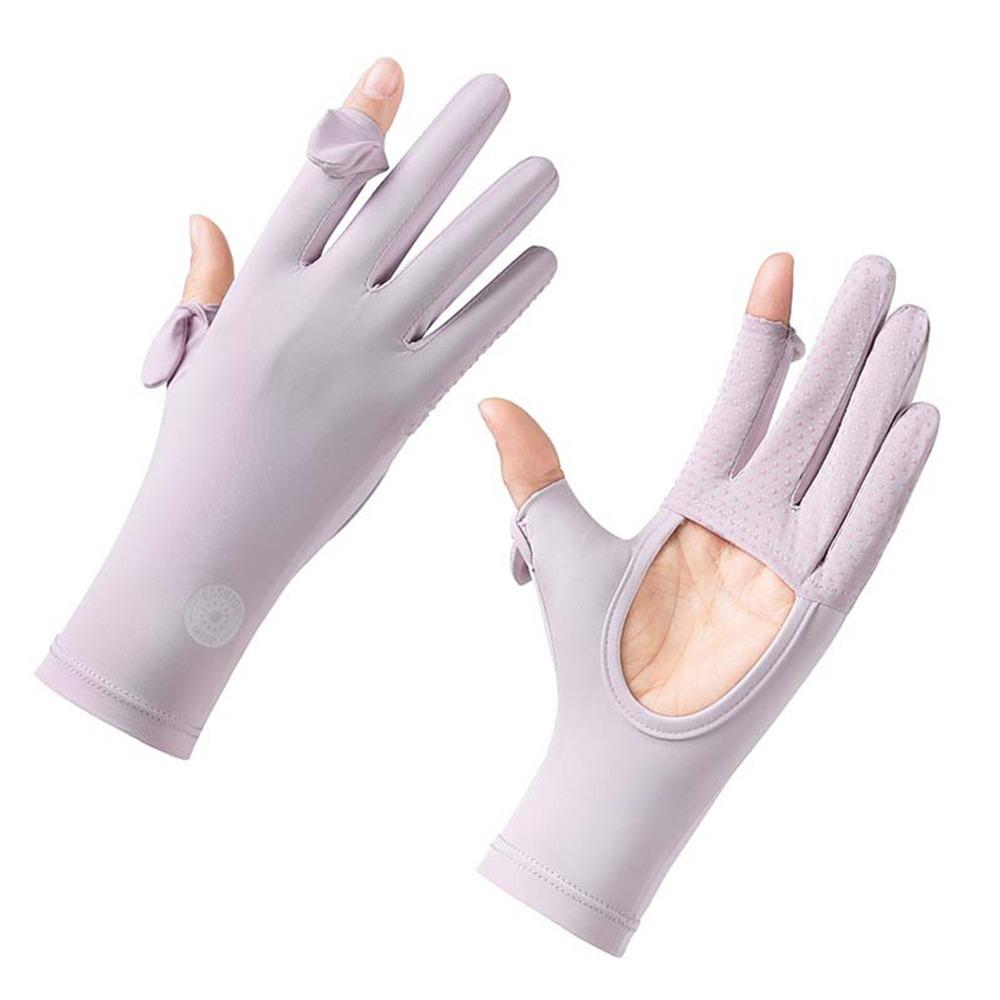 UV Protection Summer Sunscreen Gloves Thin Ice Silk Sun Protection Gloves Slip Resistant Elastic Anti-UV Mittens Women Girls