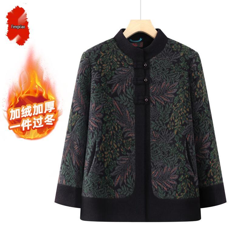 Elderly Women's Plush Lined Winter Jacket