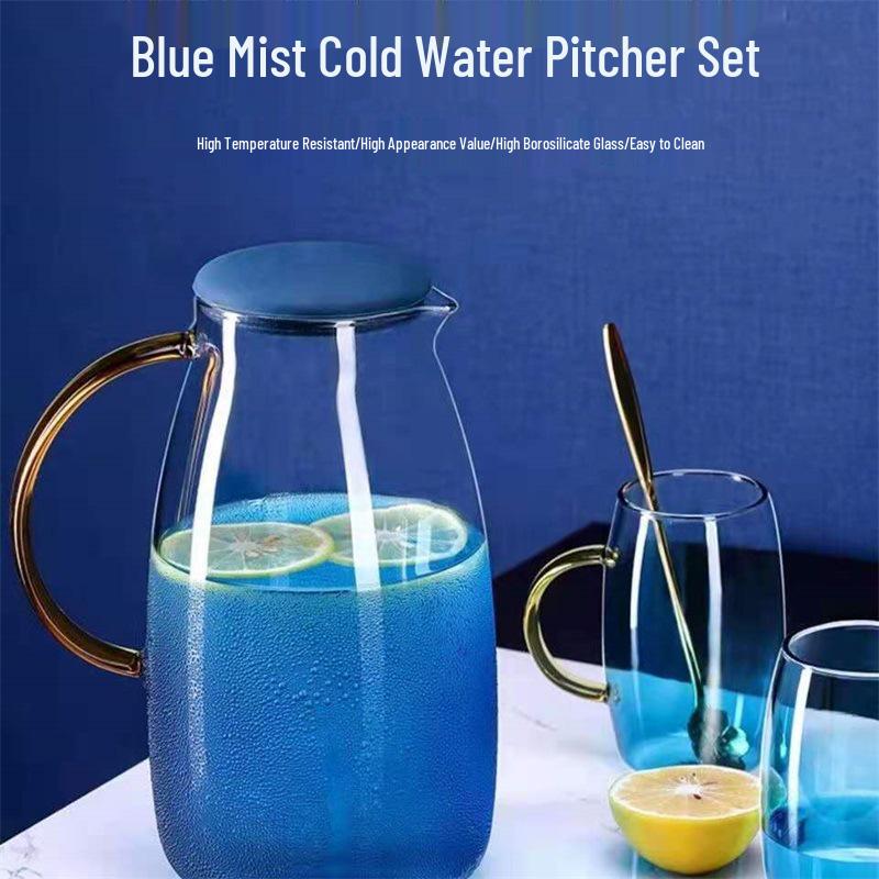 Nordic Gradient Marble Teapot Set: Thickened Glass Cold Water Jug with High-Capacity Borosilicate Marble Teapot