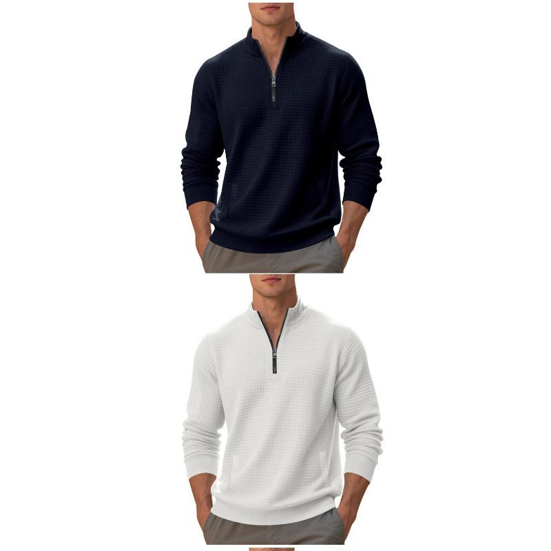 Men Heavyweight Loose Stand Collar Half Zip Casual Pullover Sweatshirt