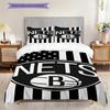 Brooklyn Nets Stars Stripes Basketball Spirit Bettwäsche(1 Bettbezug + 2 Kissenbezüge, ohne Füllung)Weihnachts-Geburtstagsgeschenk Weich und bequem