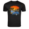 Vintage Beach Car Sunset Palm Trees Graphic Unisex T-Shirt