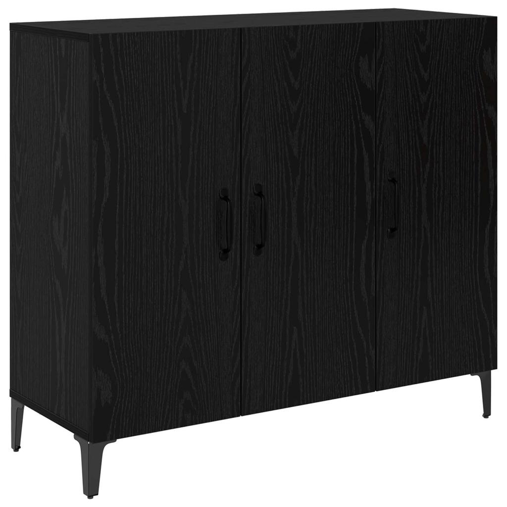 Sideboard In Black Oak Look 34 X 90 X 80 Cm Engineered Wood