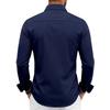 Herren-Farbblock-Stretch-Knitterfreies Langarm-Button-Down-Hemd.