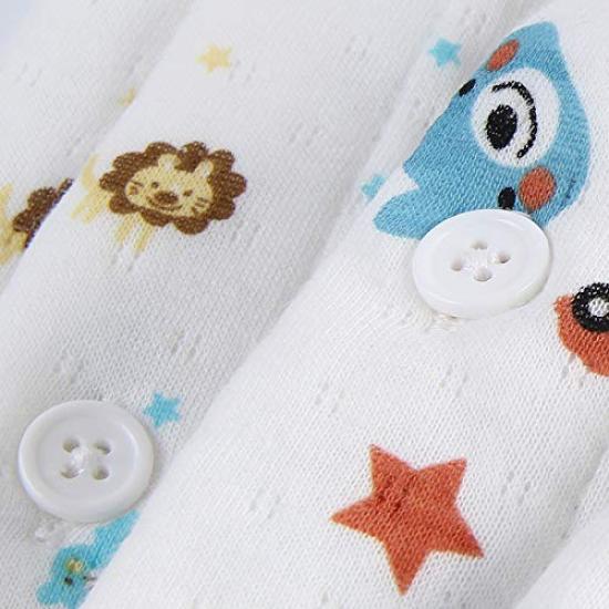 Baby Thick Belly Warmer Top and Bottoms Front Long Bear 90cm Pajamas, Set, Opening, Spring/Autumn/Winter, Sleeves, Boys' All-Over Print, Gift, Print,