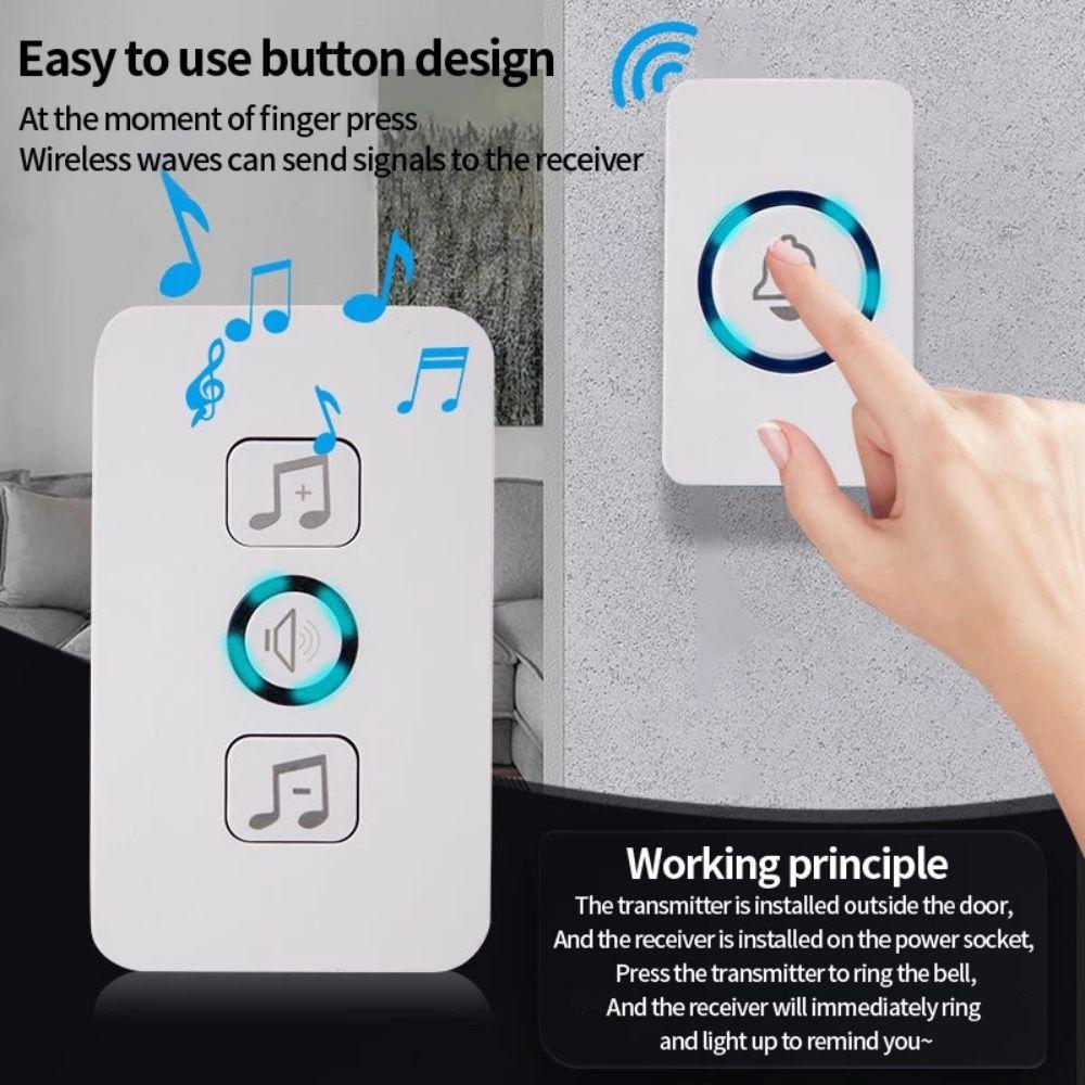 60 Chimes Wireless Doorbell Waterproof Door Chime Kit Long Range Smart Doorbell  Apartment
