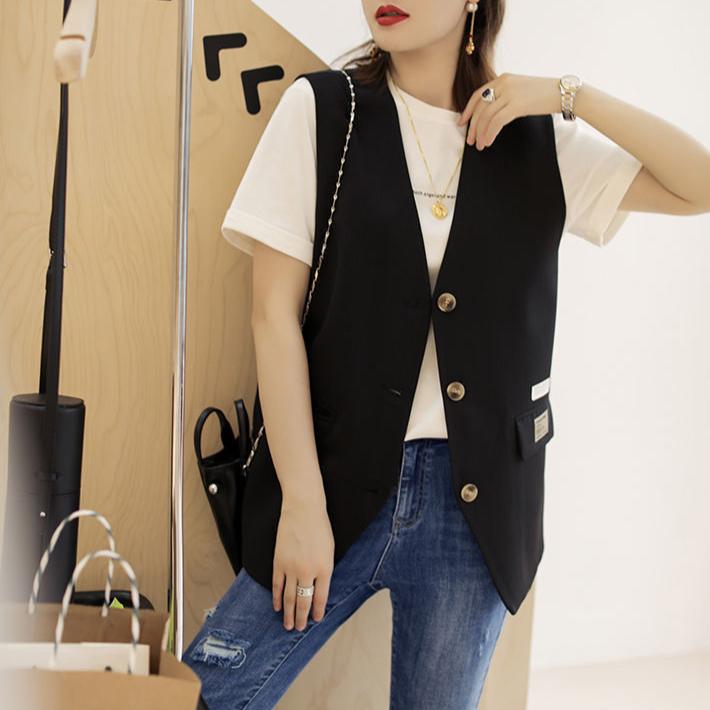 Damen Anzugweste im britischen Stil mit lockerem Schnitt für Frühlingsmantel