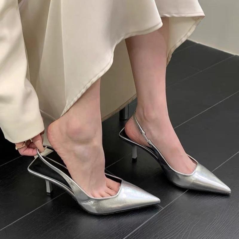 Fashion New High Heel Shoes Fashion Slip-on Women's High Heels Pumps Summer Solid Office and Career Sexy Pointed Toe Heeled Sandals